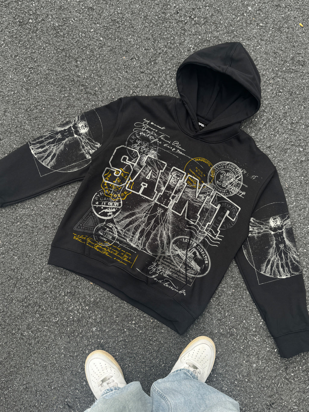 Saints Vitruvian Man Vintage Graphic Hoodie