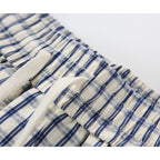 Drawstring Loose Textured Check  1/2 Shorts