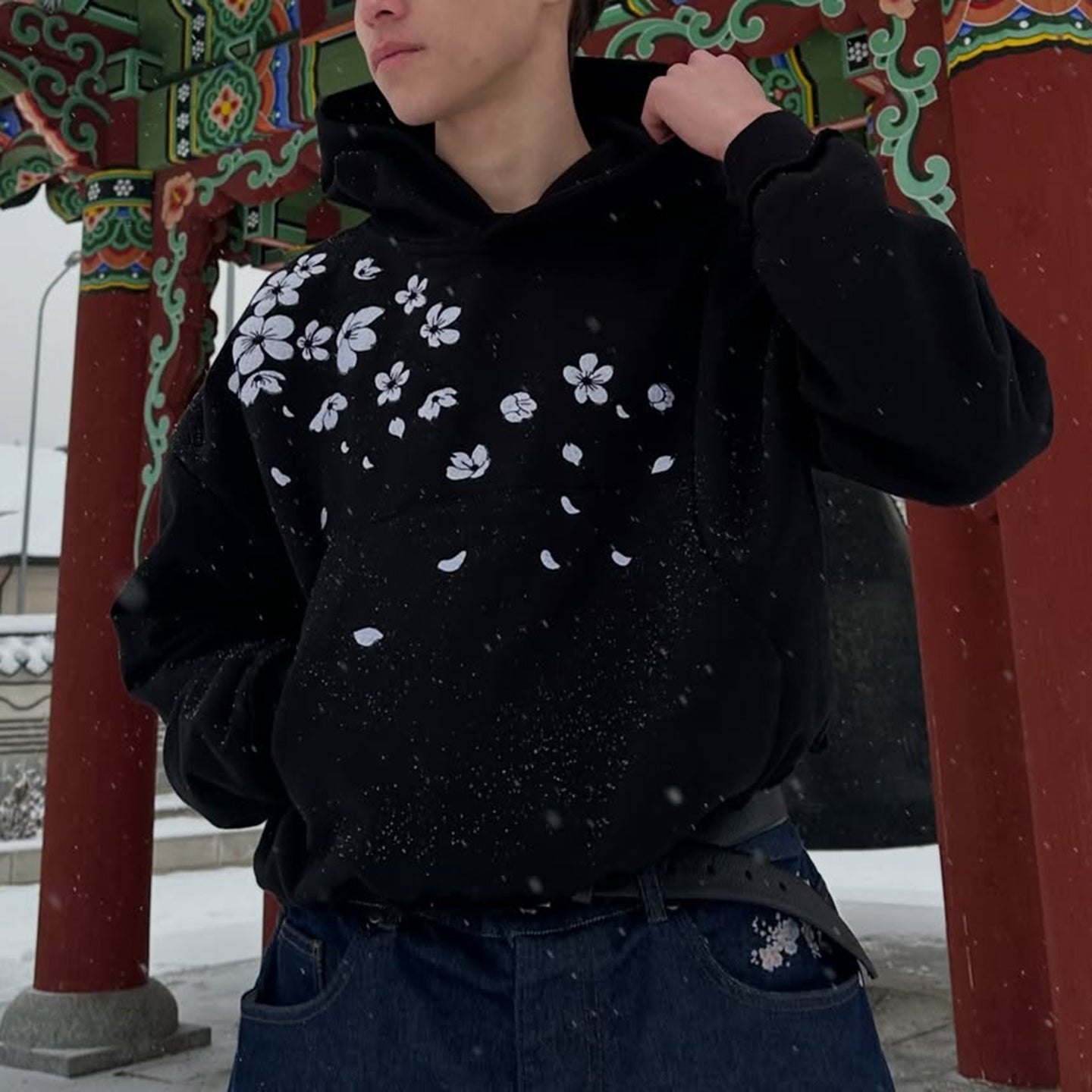Japanese Style Cherry Blossom Embroidered Hoodies