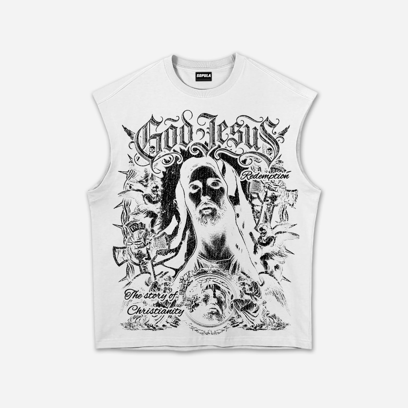 American Street Jesus Christ Statue Graphic Tank Top