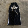 Retro Letter Print Trendy Drawstring Double Waist Sweatpants