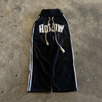 Retro Letter Print Trendy Drawstring Double Waist Sweatpants