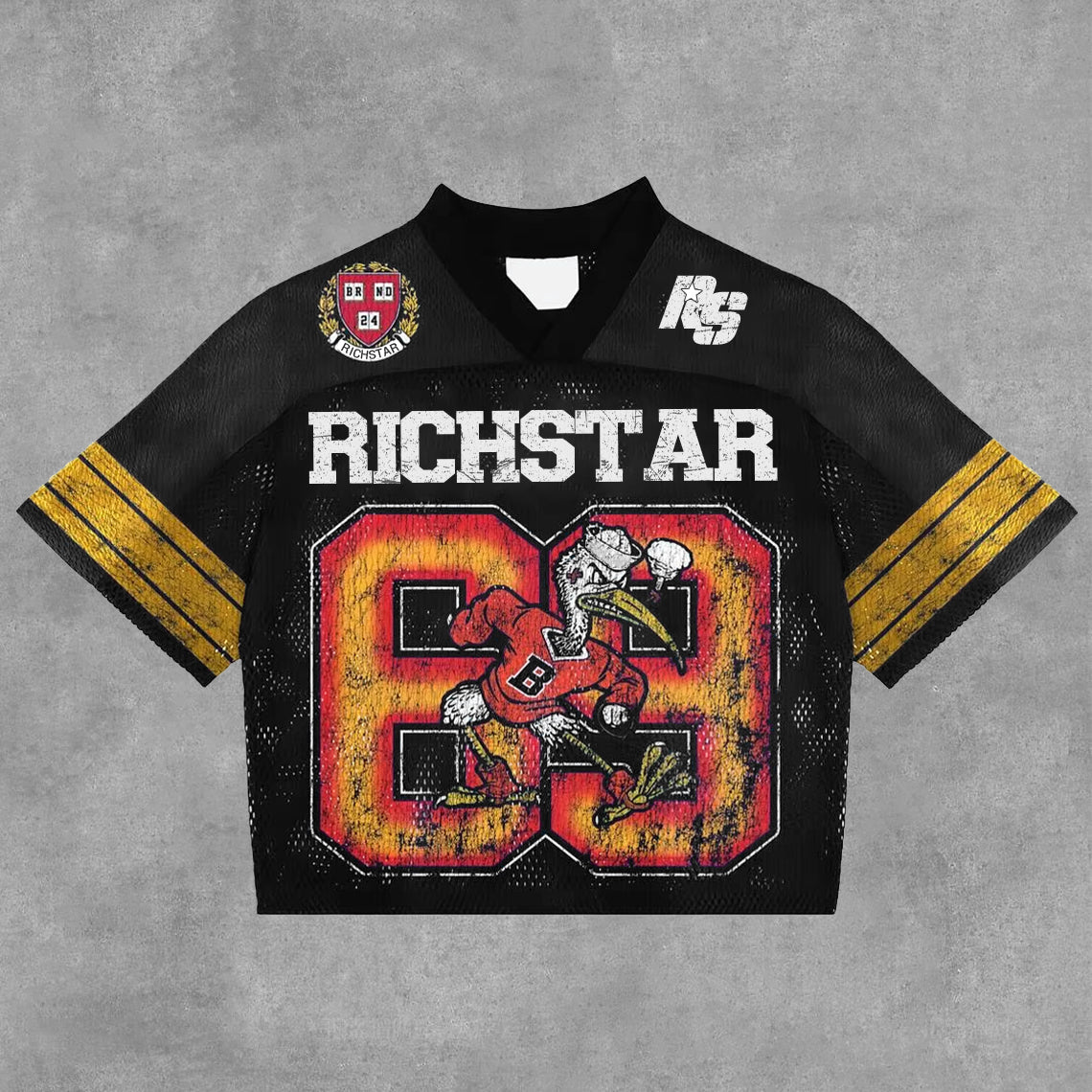 Vintage Rich Star No.69 Graphics Blokette Blokecore V-neck T-shirt