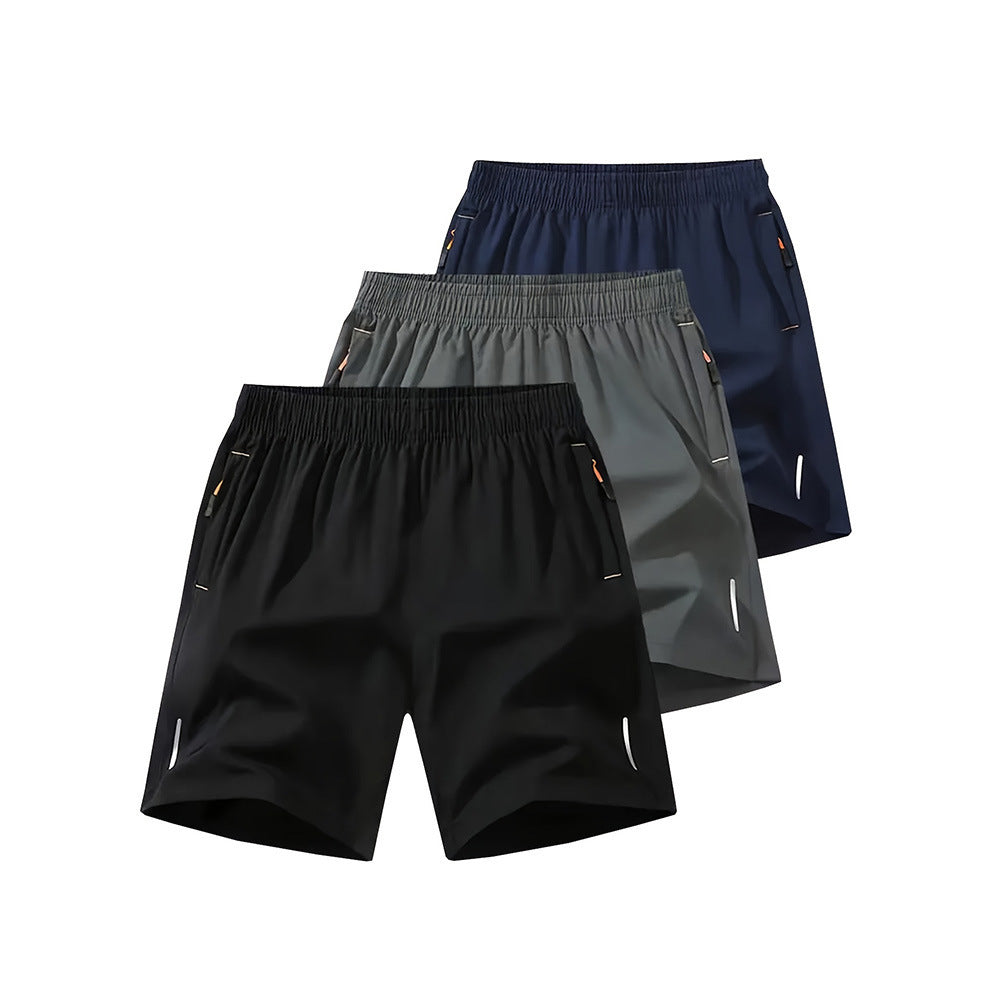 Summer Casual Reflective Striped Zippered Pocket Shorts