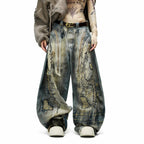 Hand Stitched Distressed Baggy Jeans