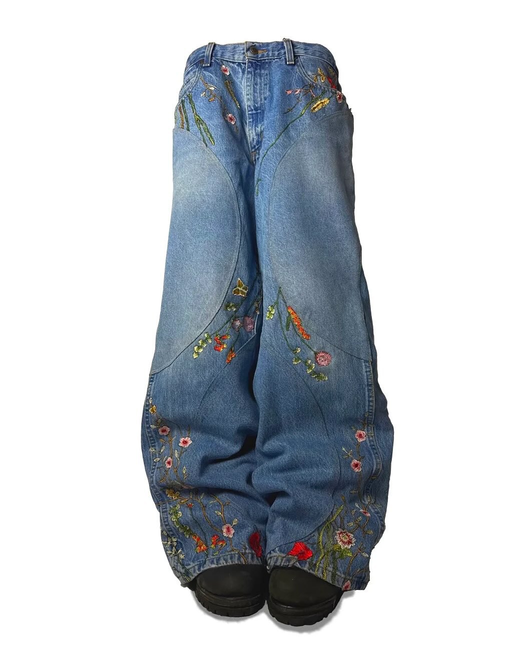 Men's Vintage Y2k Floral Embroidered Loose Baggy Jeans