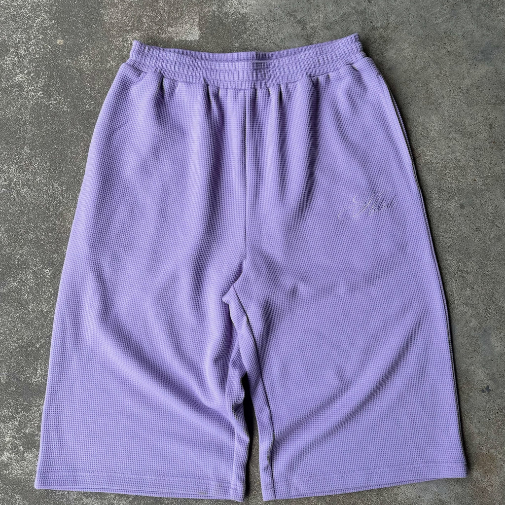 Waffle Elastic Waist Athletic Shorts