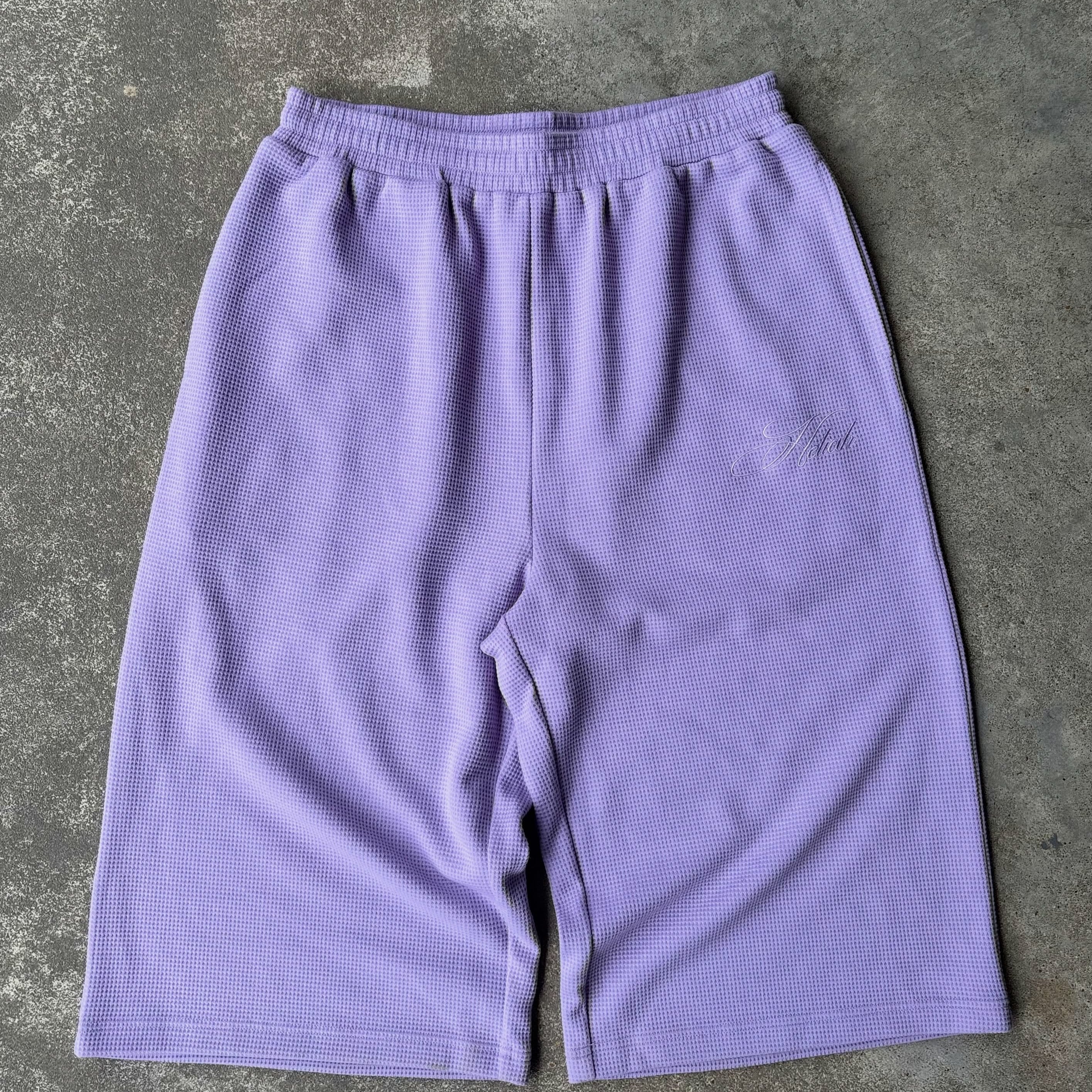 Waffle Elastic Waist Athletic Shorts