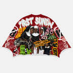 First Sunday Vintage Jesus Religious Print Boxy Crop T-shirt