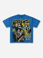 God's Will Be Done Flame Makes Old Beliefs Skull Graphic Cotton T-shirt