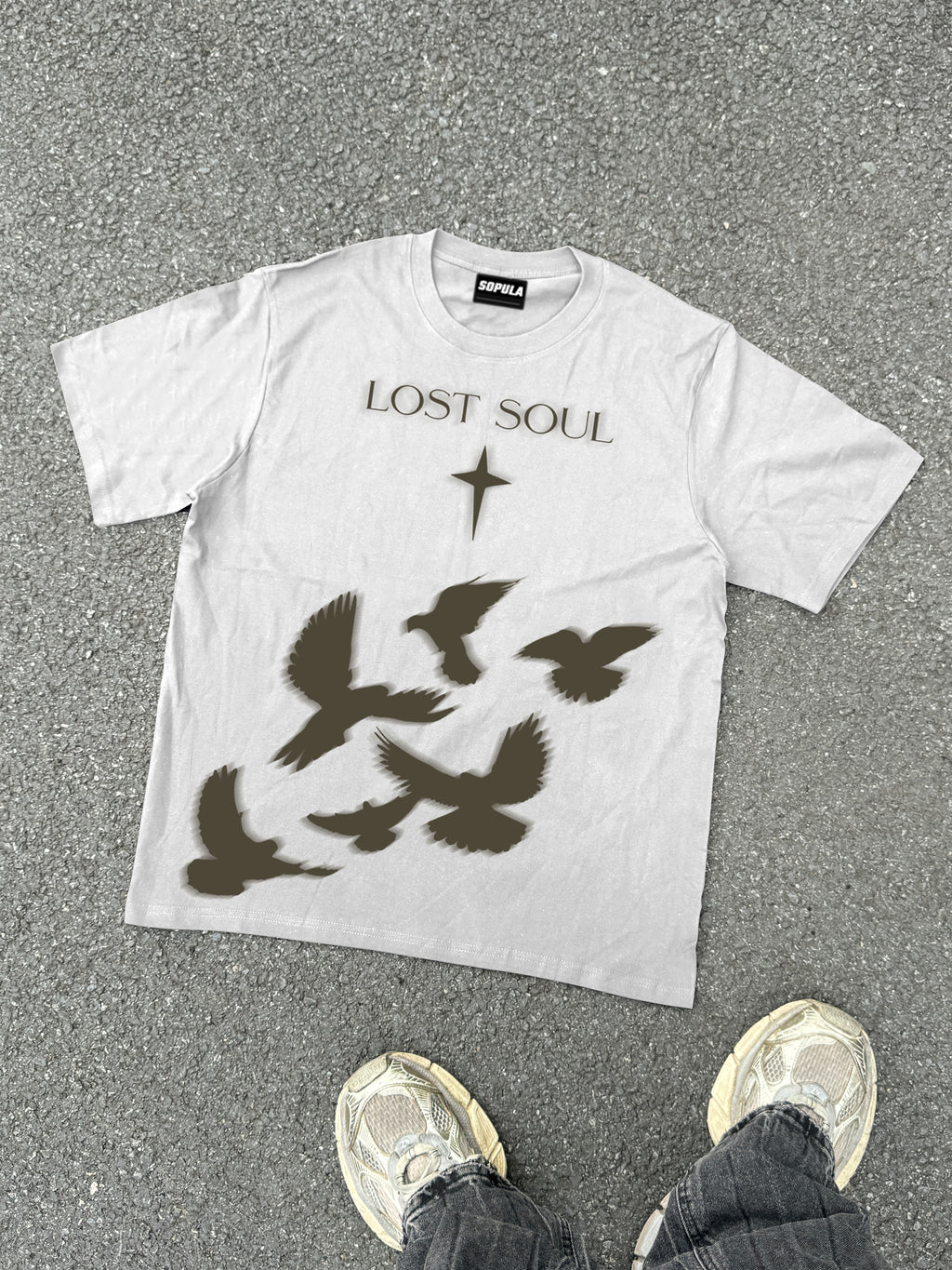 Lost Souls Pigeon Print Graphic Cotton T-shirt