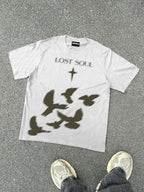 Lost Souls Pigeon Print Graphic Cotton T-shirt
