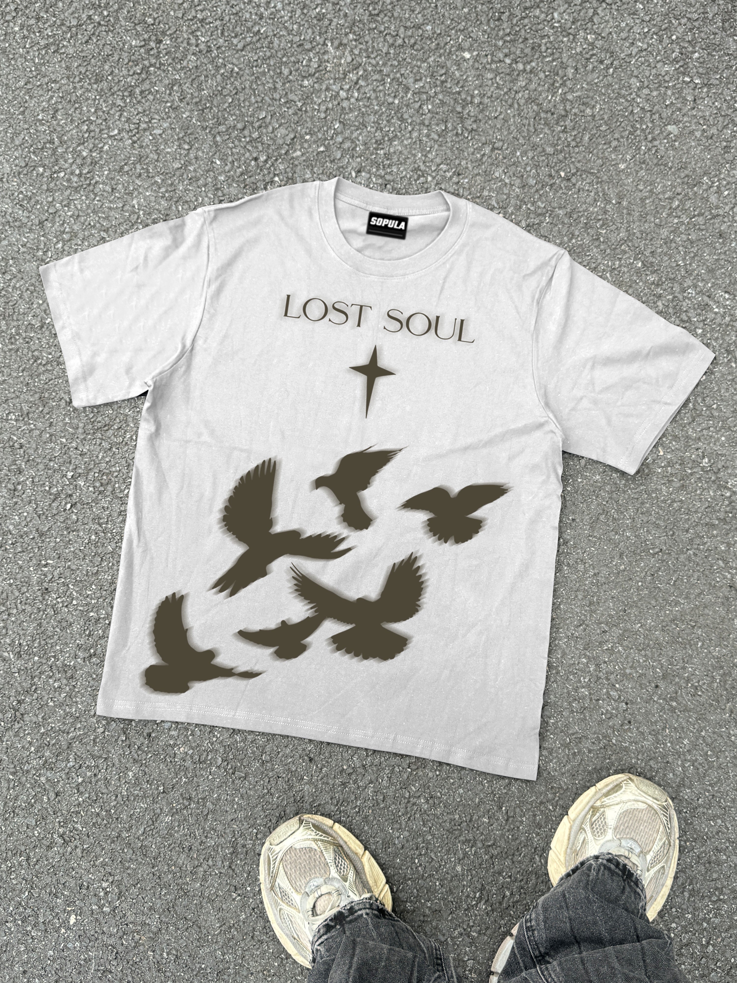 Lost Souls Pigeon Print Graphic Cotton T-shirt