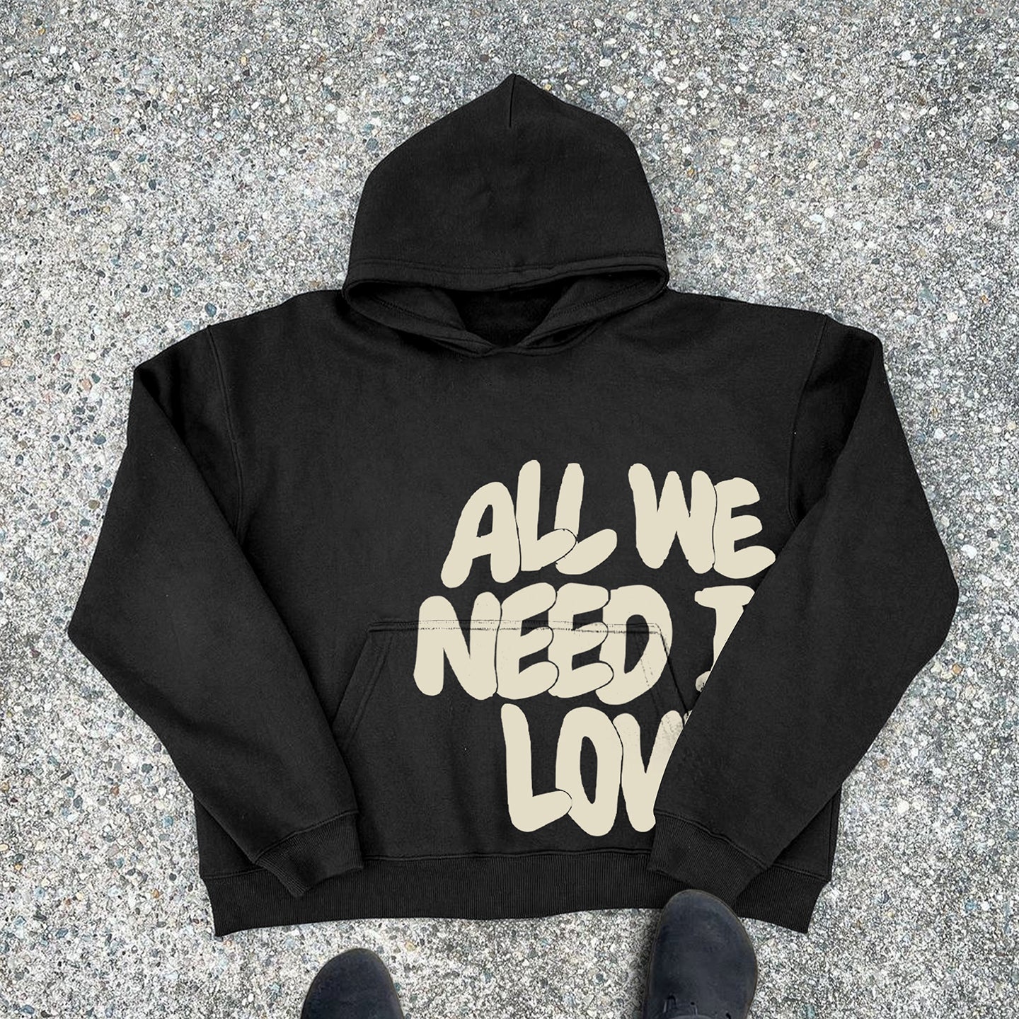Vintage All We Need Is Love Print Hoodie