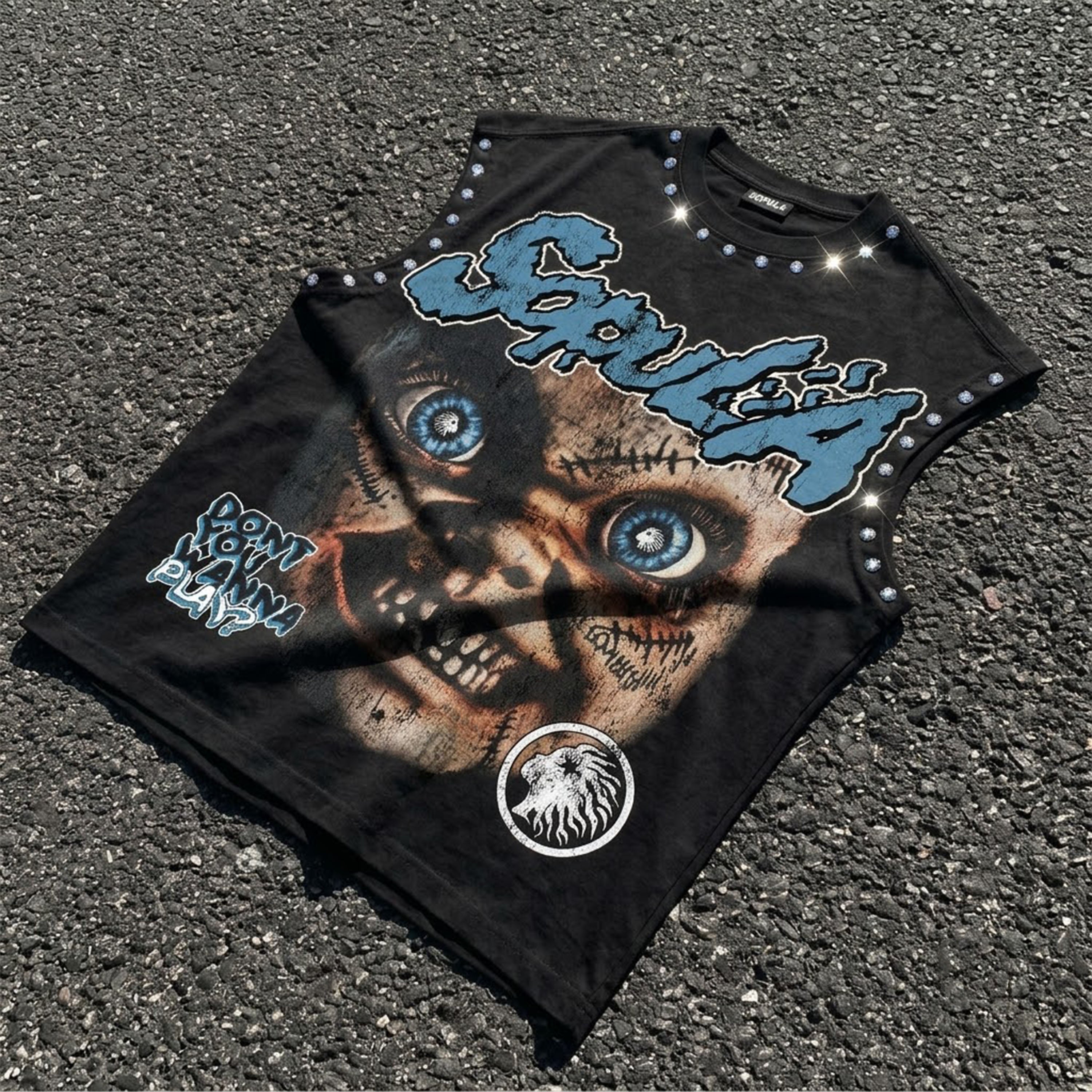 Sopula Don't You Wanna Play Evil Face Graphic Tank Top
