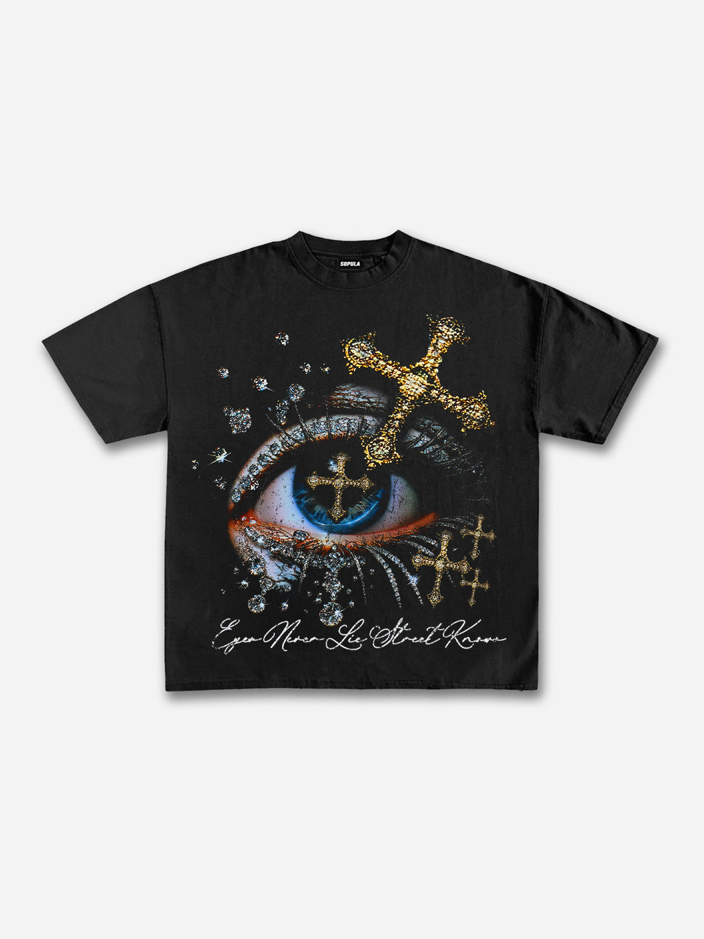Cross Diamond Eye Graphic Cotton T-shirt