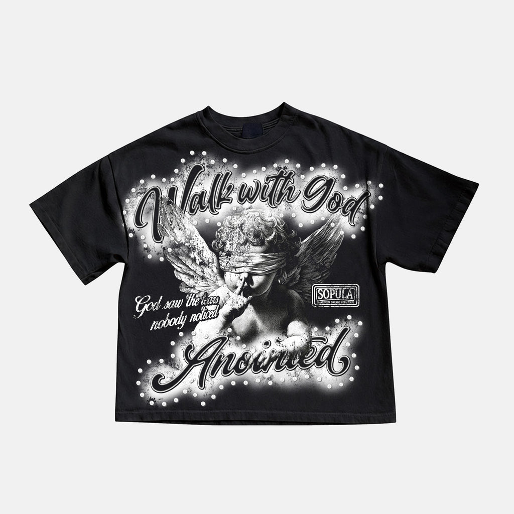 Walk With God Cupid Angel Vintage Graphic Cotton T-shirt