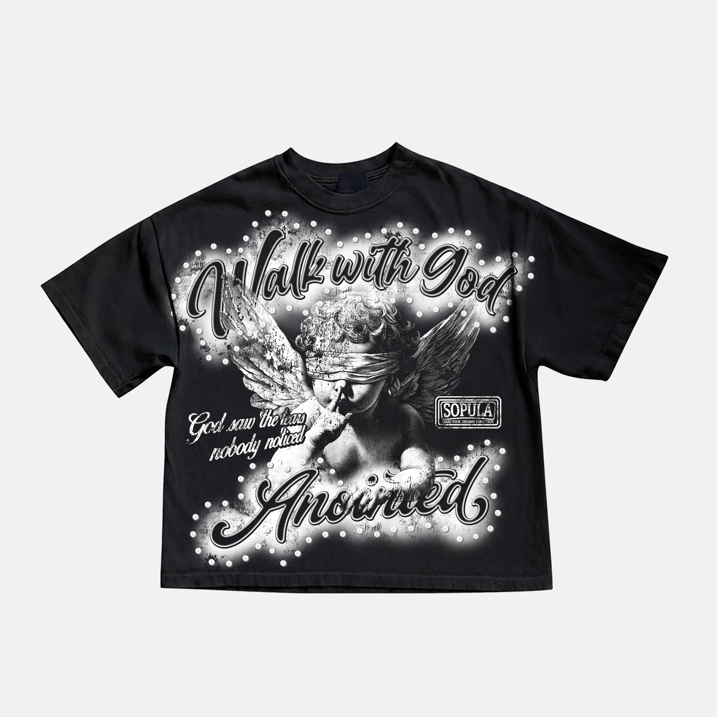 Walk With God Cupid Angel Vintage Graphic Cotton T-shirt
