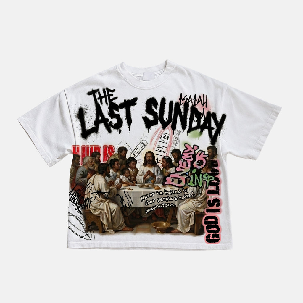 The Last Supper Retro Jesus Graffiti Print Cropped T-shirt