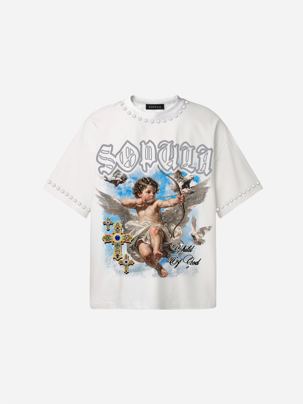 Sopula Retro Angel Cross Graphic Cotton T-shirt
