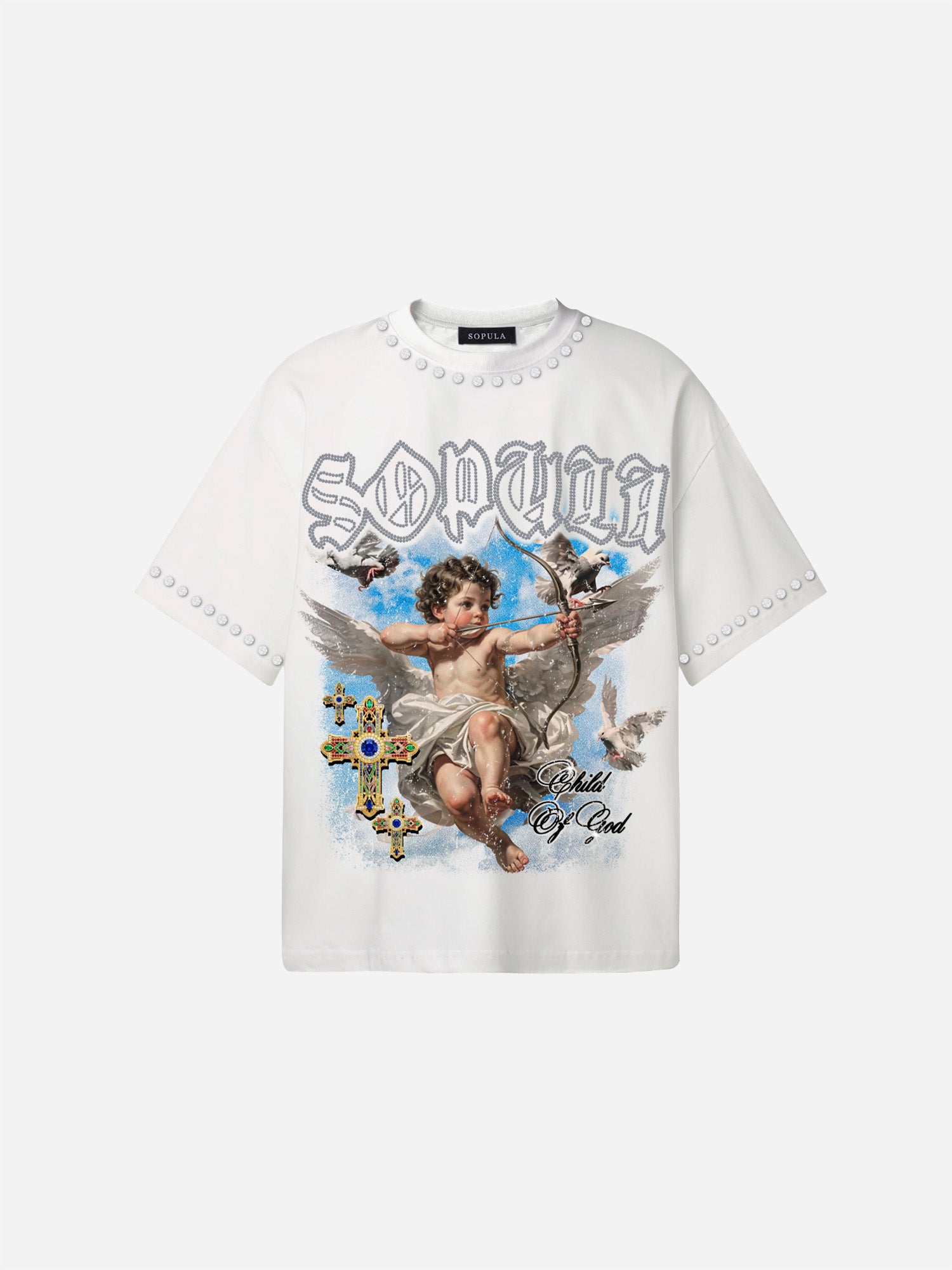 Sopula Retro Angel Cross Graphic Cotton T-shirt