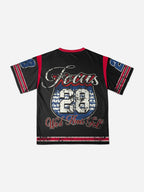 Y2k Dark Vintage Focus Graphic Mesh Jersey