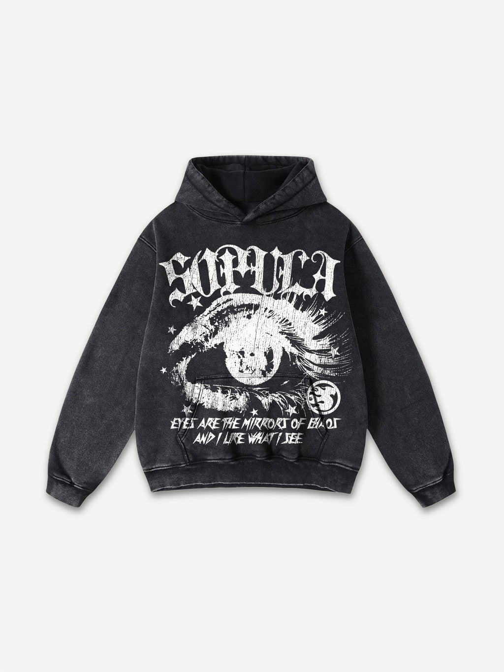 Sopula Star Eyes Graphic Acid Wash Hoodie