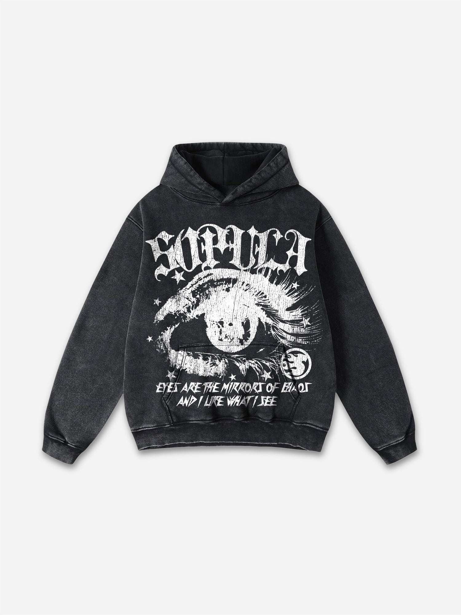 Sopula Star Eyes Graphic Acid Wash Hoodie