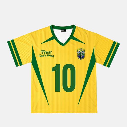 Brazil Sports No. 10 Streetwear Graphic Mesh Jersey