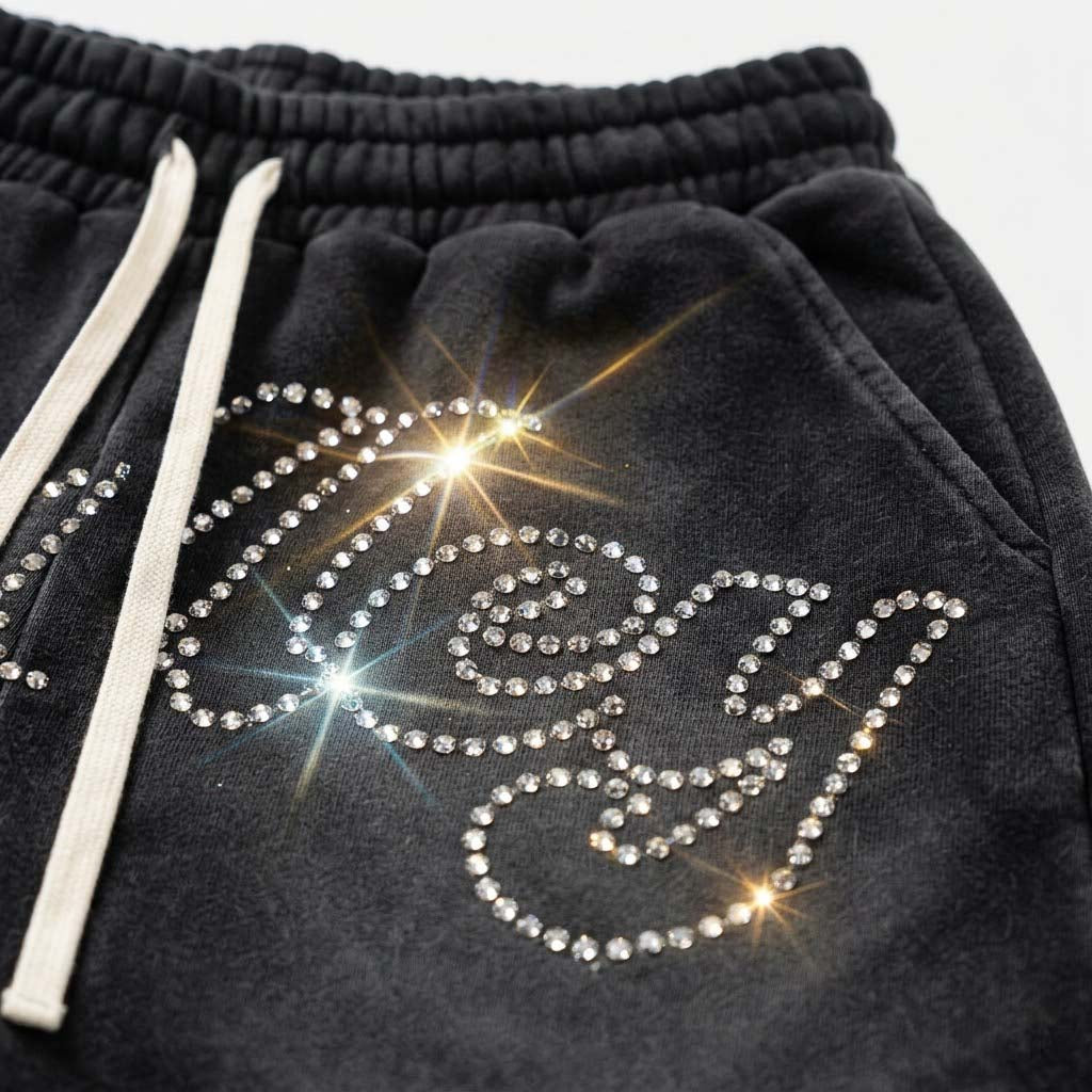 Valley Nighttime Drive Rhinestone Craft T-shirt And Shorts Sets