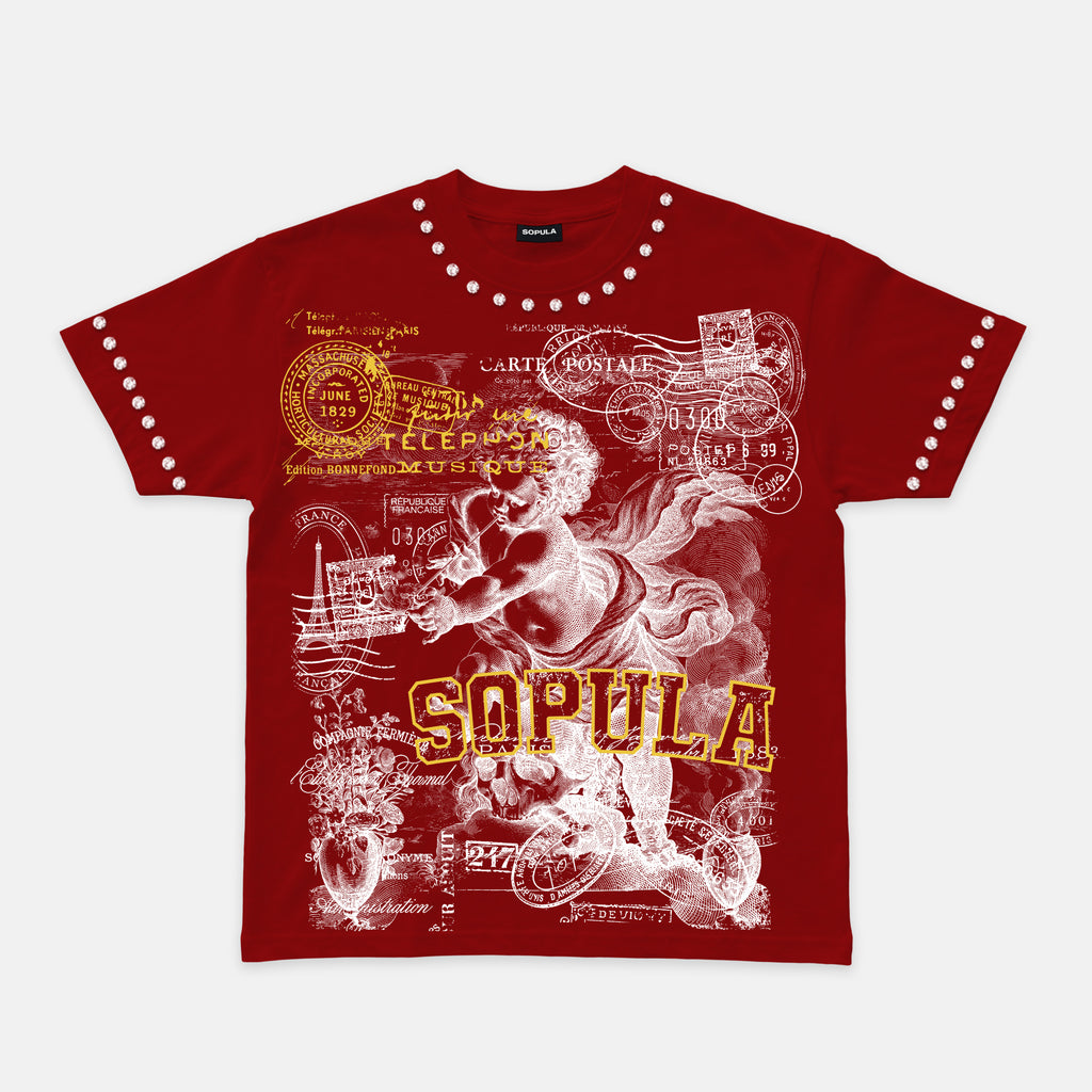 Sopula Angel Stamp Collage Art Graphic T-shirt