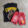 Cowboy Rodeo Dreams Retro Street Graphic Tank Tops And Shorts Sets