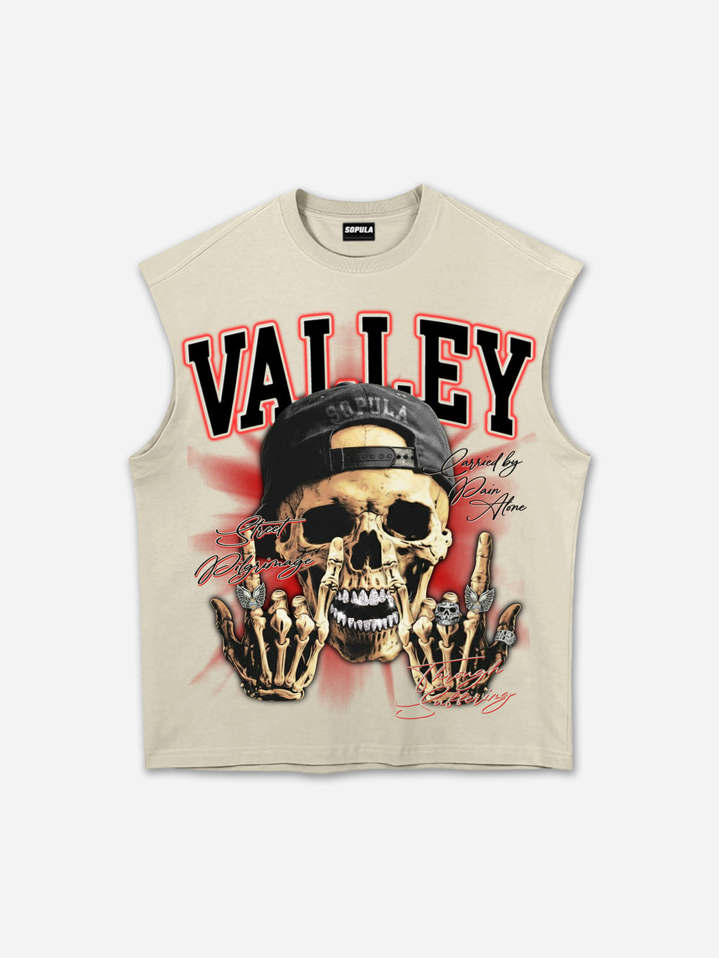 Street Rock Valley Skull Vintage Graphic Tank Top