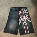 Men's Retro-style Washed Jesus Cross Denim Shorts