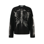 Retro Waffle Skeleton Print Long-sleeved T-shirt
