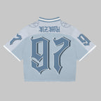 Retro Graffiti 97 Graphics Blokecore Blokette Cotton Football V-neck Jersey T-shirt