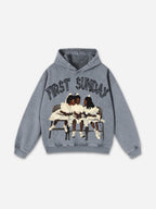 Vintage First Sunday Faith Graphic Acid Washed Oversized Hoodie