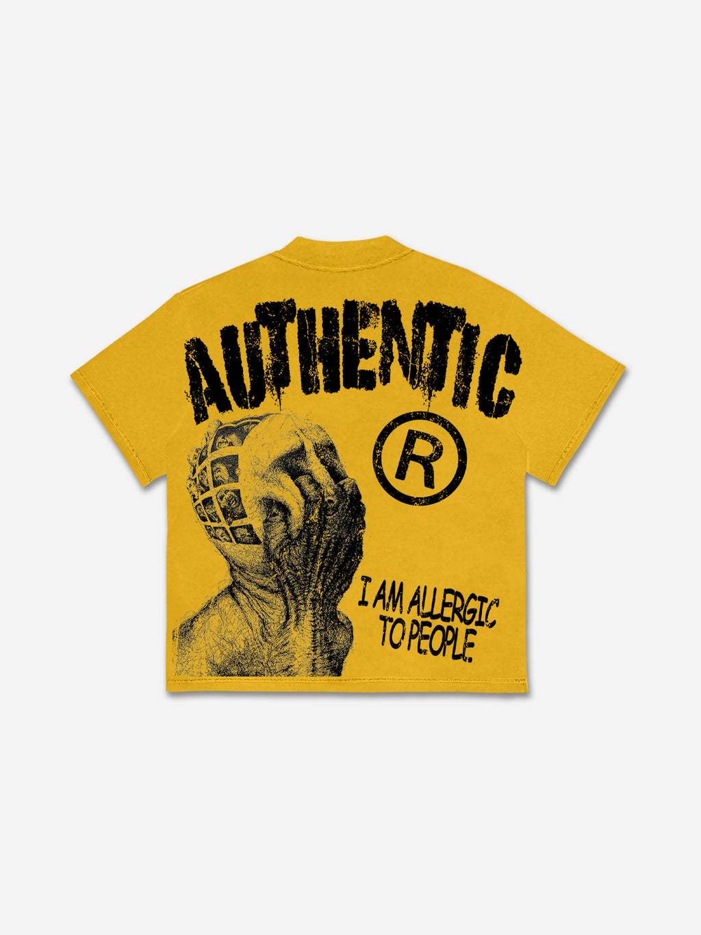 Vintage I Am Allergic To People Graphic Print Cotton T-shirt