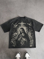 Virgin Mary Praying Vintage Graphic Acid Washed T-shirt