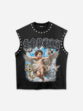 Sopula Retro Angel Cross Graphic Rhinestone Tank Top