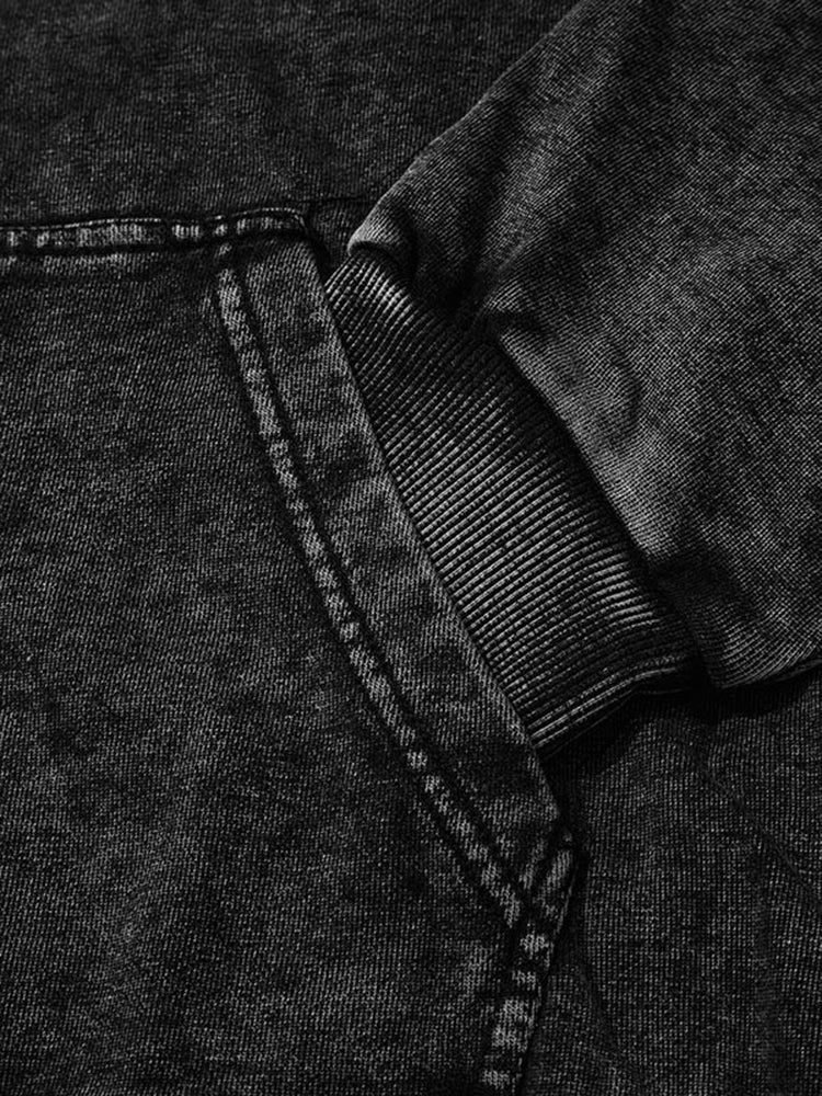Vintage Destiny Mummy Graphic Distressed Acid Wash Hoodie