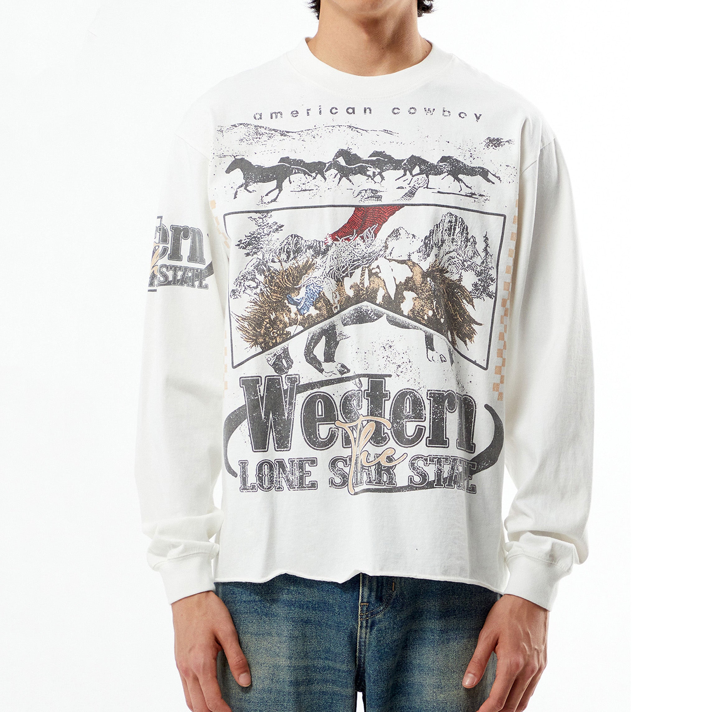 Western Cropped Long Sleeve T-shirt