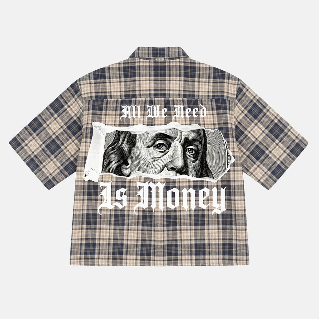 All We Need Is Money Graphic Plaid Jacket Shirt