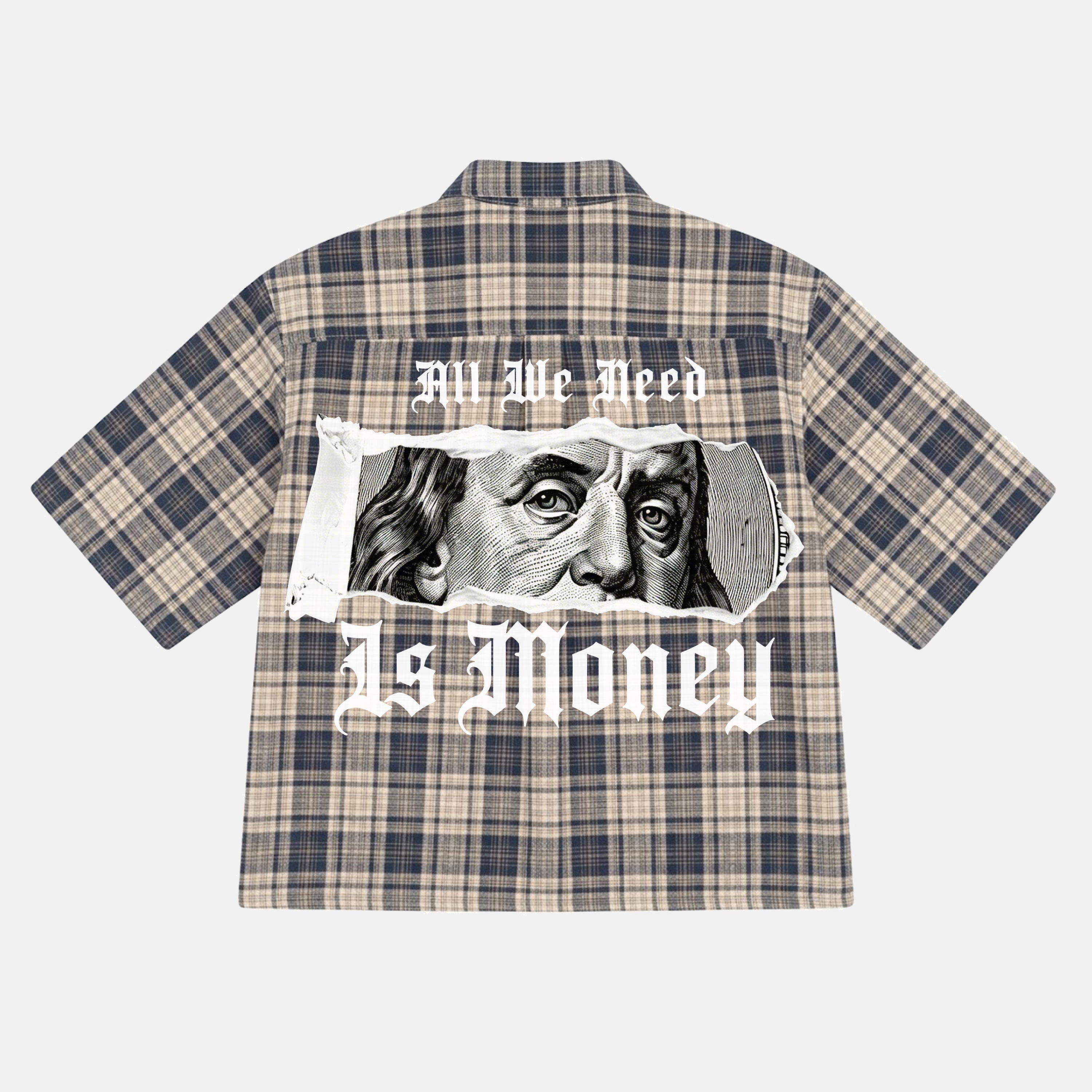 All We Need Is Money Graphic Plaid Jacket Shirt
