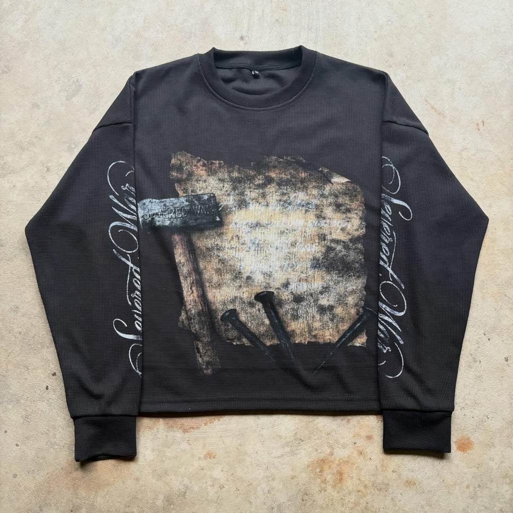 “forged In Faith” Retro  Y2k  Waffle Long-sleeved Tee
