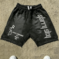 Men's Letter Star Print Drawstring Loose Casual Basketball Shorts