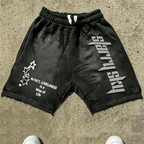 Men's Letter Star Print Drawstring Loose Casual Basketball Shorts