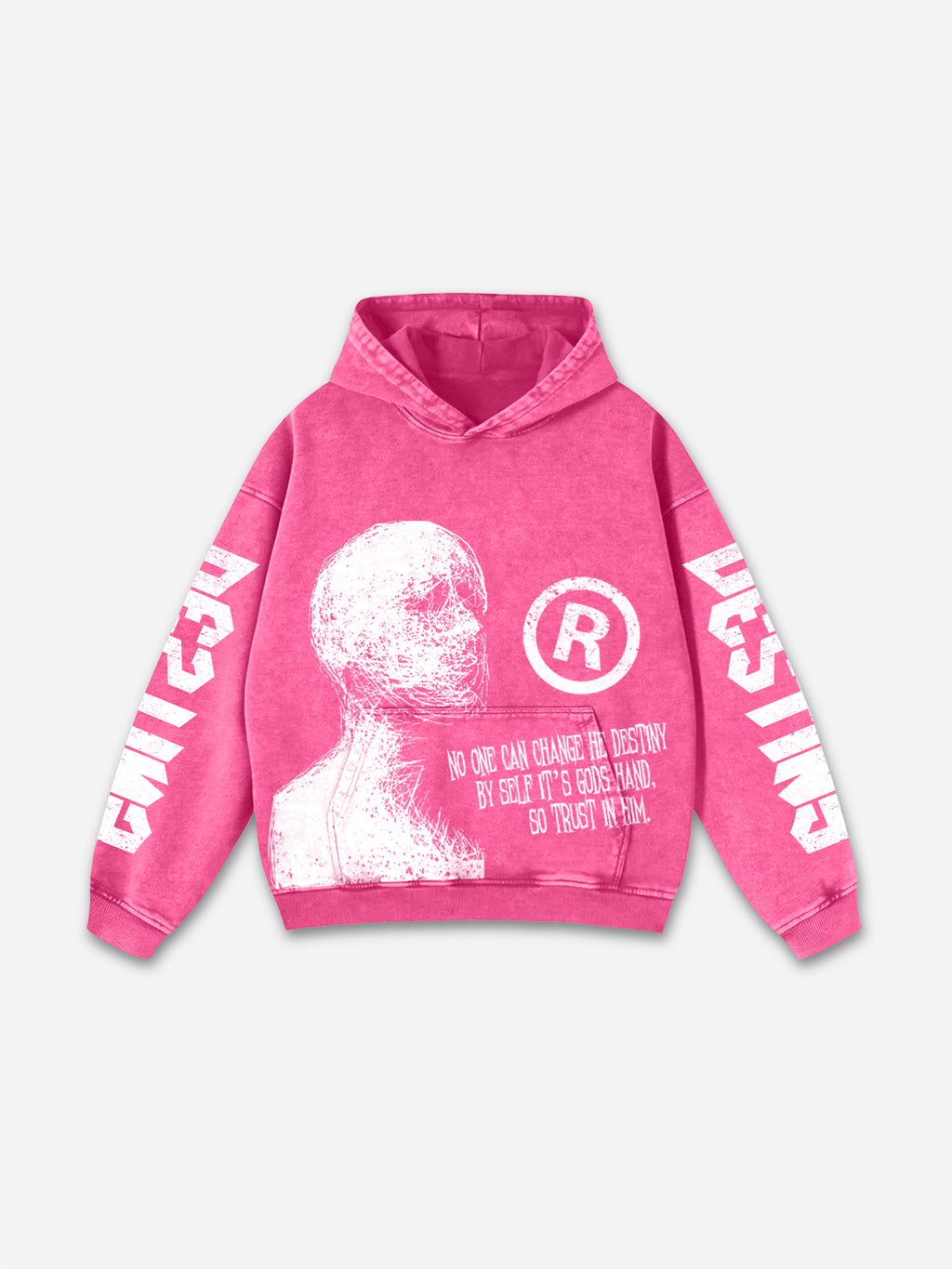 Vintage Destiny Mummy Graphic Distressed Acid Wash Hoodie