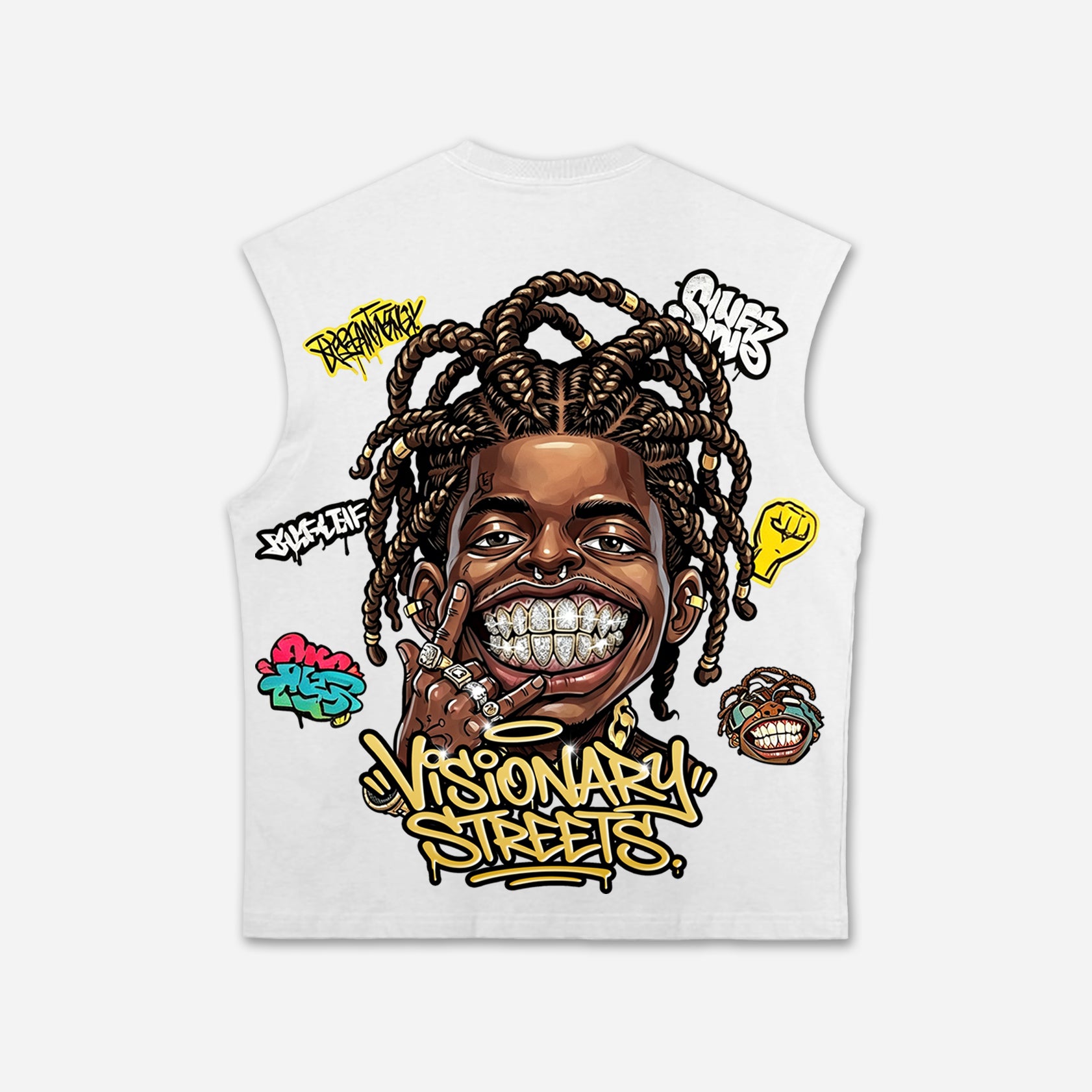 Street Graffiti Boy American Retro Style Graphic Tank Top