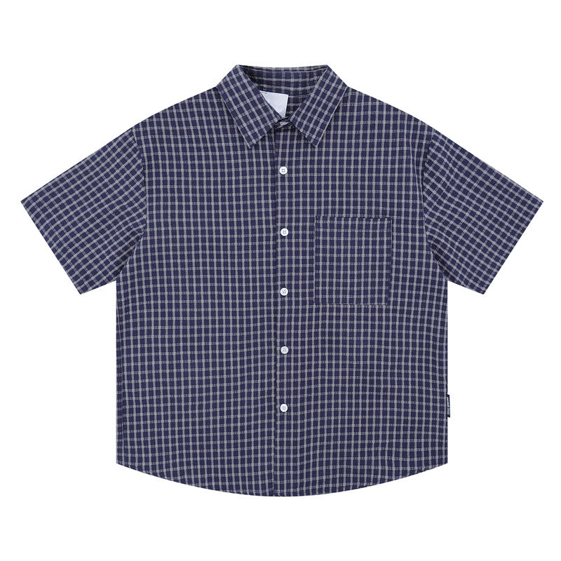 Men's Plaid Short-sleeved Loose Shirt